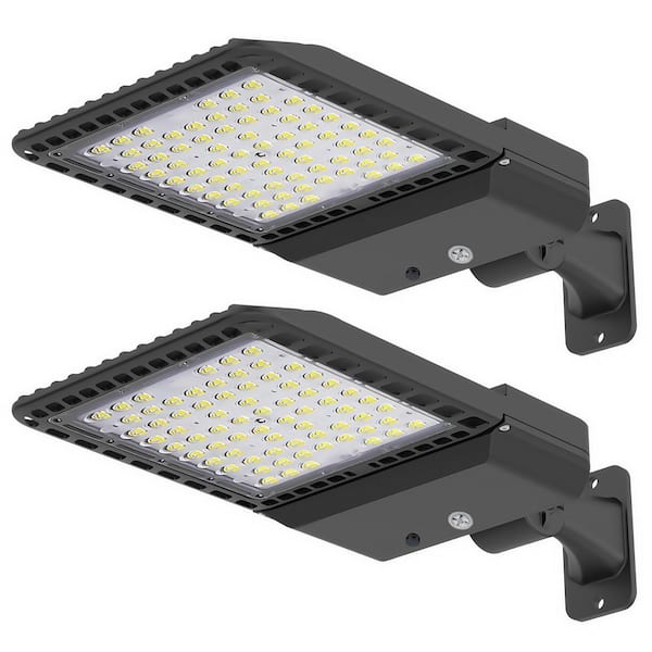 39000 Lumen Dusk to Dawn Bronze Parking Lot Light,1500-Watt Equivalent Arm Mount Commercial Aera Street Floodlight,2PACK