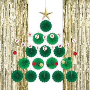 Christmas Tree Wall Decorating Kit with 8 in. Paper Fans