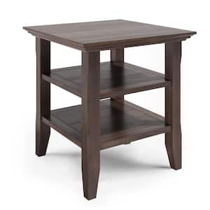 Acadian Solid Wood 19 in. Wide Square Transitional End Table in Warm Walnut Brown