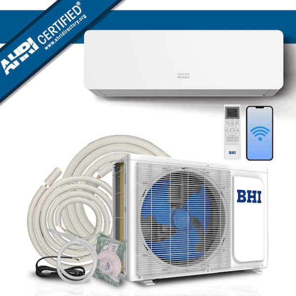 BHI 18,000 BTU 230-Volt, 18 SEER2, Wi-Fi, 1000 sq. ft. Ductless Mini Split Air Conditioner with Heat Pump, 13 ft. lineset