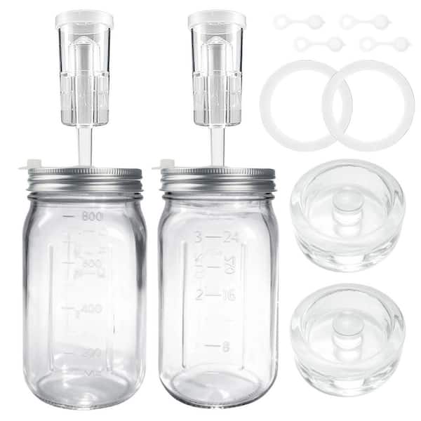 2 Pack Clear Glass 32 oz. Fermentation Kit, Fermentation Lids, Fermenting Weights and Airlocks, Complete Fermenting Kit