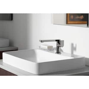 Composed Single Hole Single-Handle Bathroom Faucet with Lever Handle and Drain in Polished Chrome