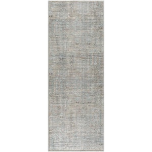 Darling Taupe/Ice Blue Traditional Washable 2 X 7 Indoor Area Rug