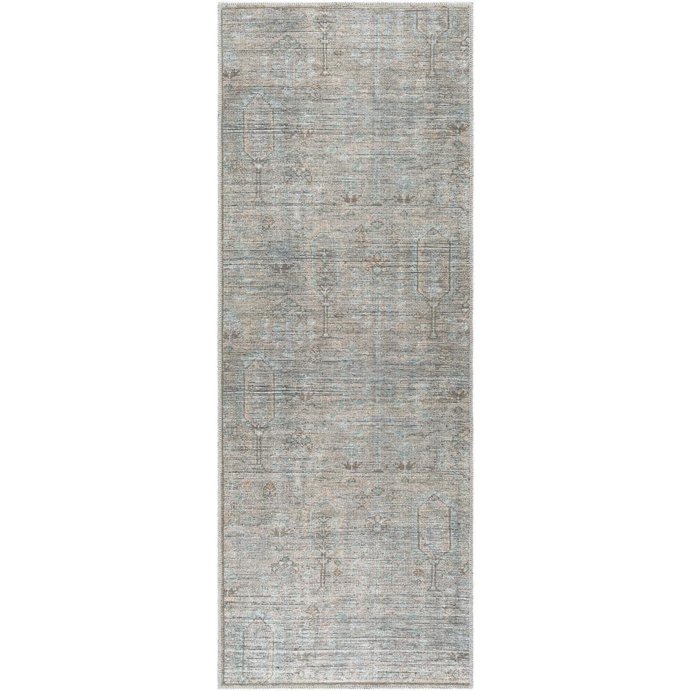 Becki Owens Darling Taupe/Ice Blue Traditional Washable 2 ft. x 7 ft. Indoor Area Rug price history on PriceWatchPro