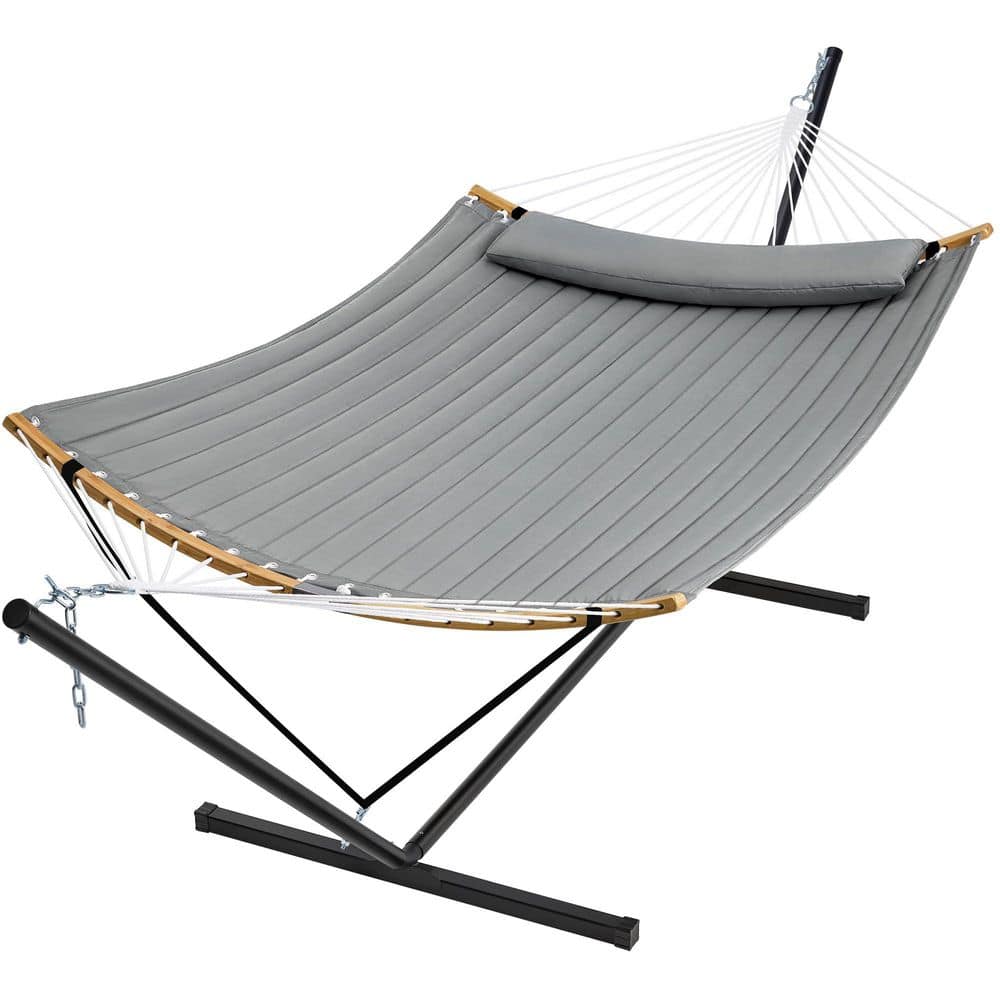 11.8 ft. Gray 2 Person Heavy Duty Hammock with Stand, Detachable Pillow, Strong Curved-Bar and Portable Carrying Bag price history on PriceWatchPro