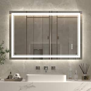 48 in. W x 32 in. H Large Rectangular Frameless Anti-Fog Wall Bathroom Vanity Mirror in Silver