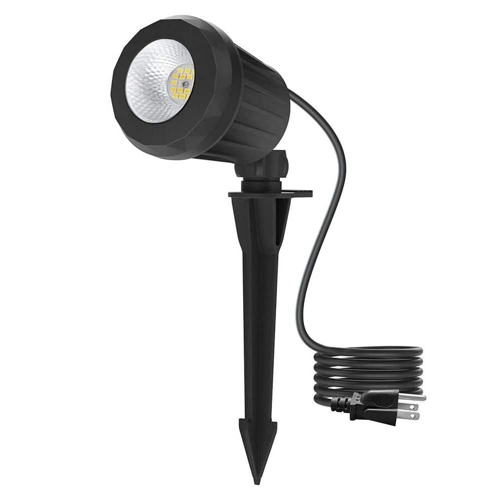 120V Black Plug in Outdoor Waterproof Spotlight with No Bulbs
