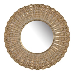 Aubrey 12 in. x 12 in. Gold Round Framed Mirror