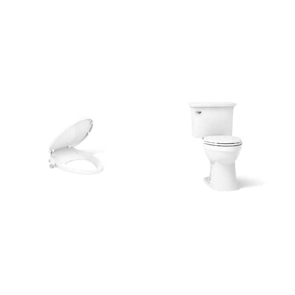 Purewash M300 White Bidet Seat with Chrome Handles and Elmbrook 12 in. Toilet with Soft Close Seat