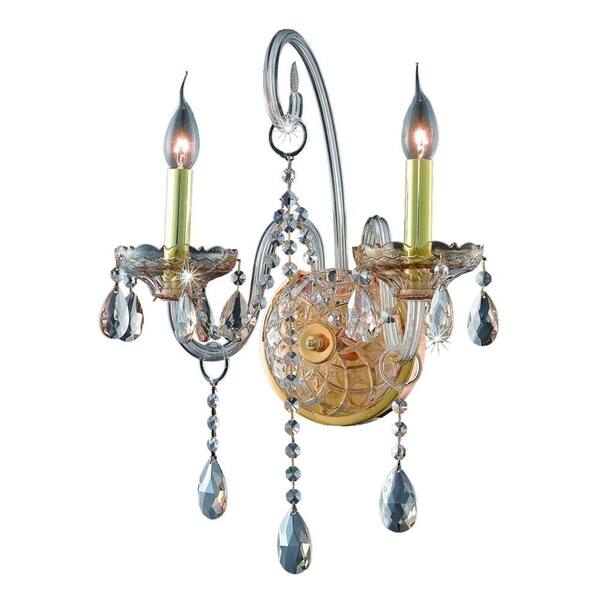 Elegant Lighting 2-Light Golden Shadow Sconce with Golden Shadow Champagne Crystal