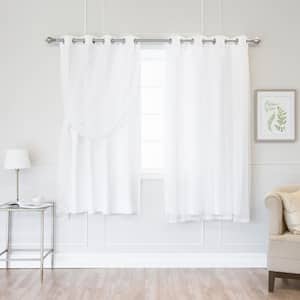 White Tulle Grommet Overlay Blackout Curtain - 52 in. W x 63 in. L (Set of 2)