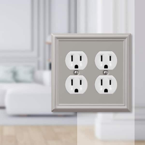 Ascher 2 Gang Duplex Steel Wall Plate - Brushed Nickel