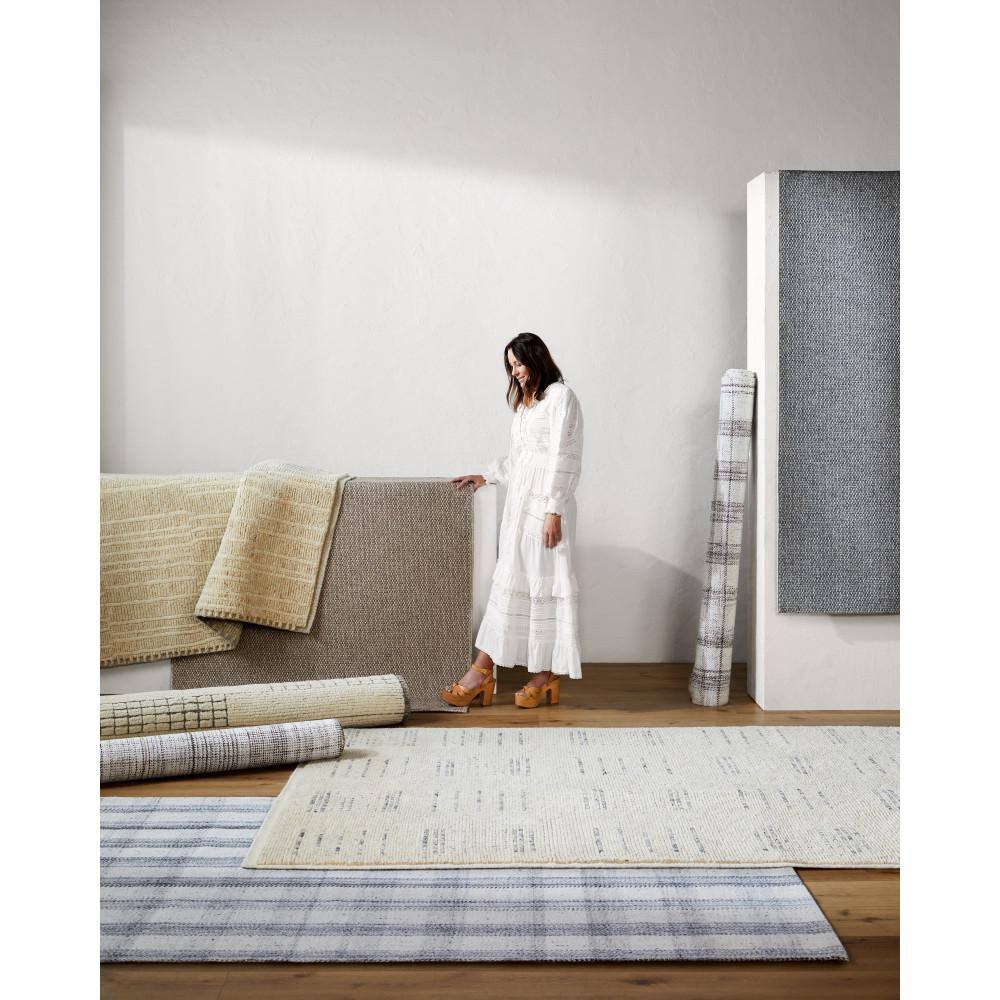 Beige and Gray Rectangular Washable Synthetic Rug