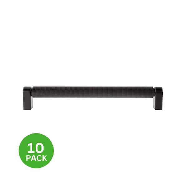 10-Pack Kent Knurled 7 in. (178 mm) Center-to-Center Industrial Matte Black Bar Drawer Pull