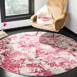 Skyler Pink/Ivory 7 ft. x 7 ft. Round Abstract Area Rug