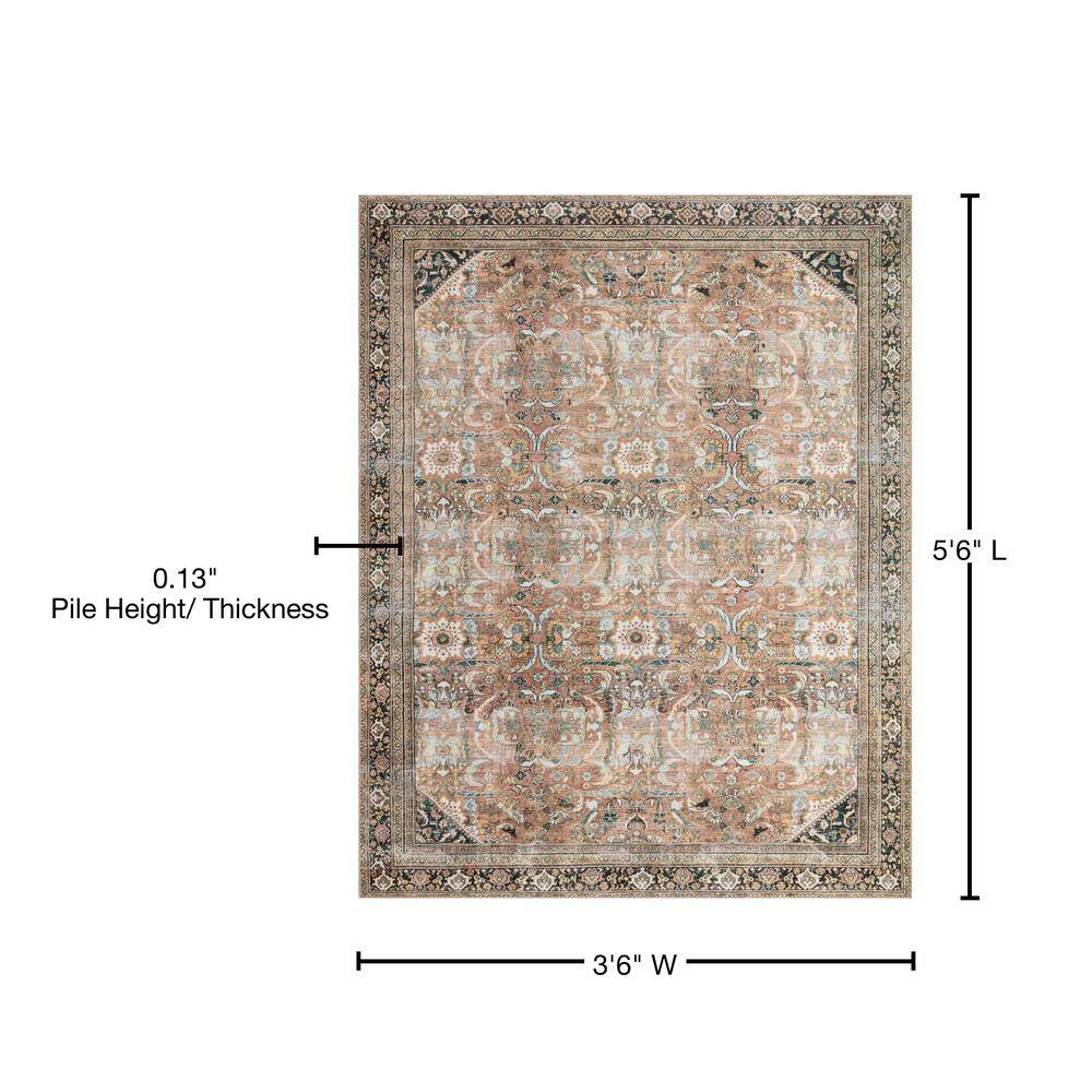 Auburn Red Rectangular Synthetic Area Rug 4x6
