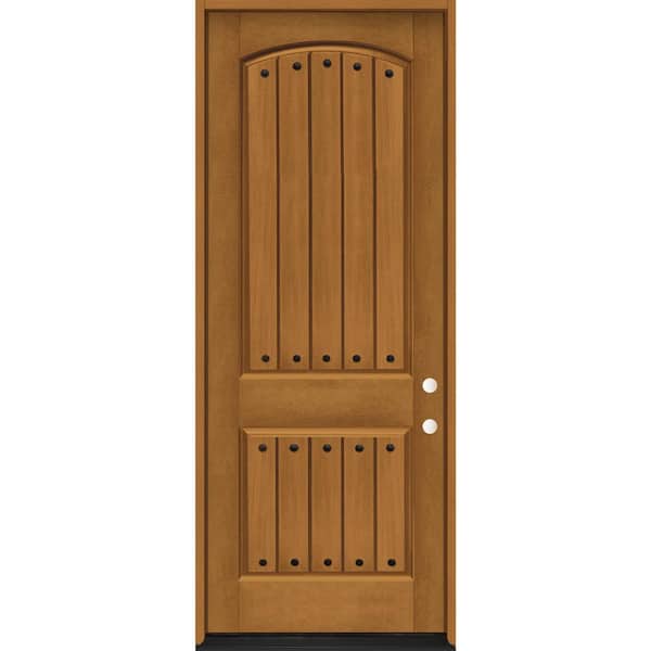 Steves & Sons 36 in. x 96 in. 2-Panel Left-Hand/Inswing Autumn Wheat Stain Fiberglass Prehung Front Door with 4-9/16 in. Jamb Size