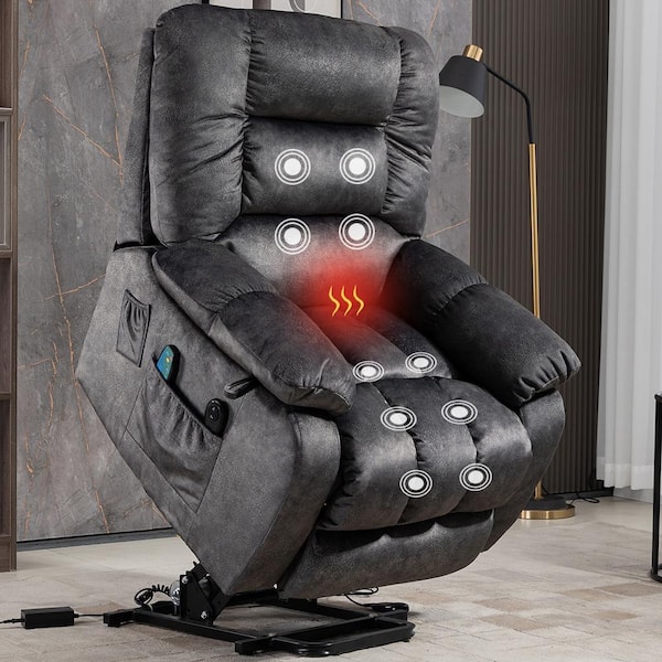 Power Lift Recliner Chair, Velvet Electric Lift Recliner Sofa for Elderly  Padded Seat, Extended Footrest, Side Pocket-Gray Velvet