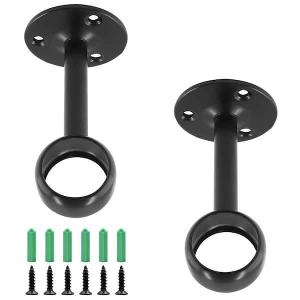 2-Pack 1 in. Ceiling Mount Curtain Rod Brackets Matte Black Stainless Steel for Shower and Closet Rods