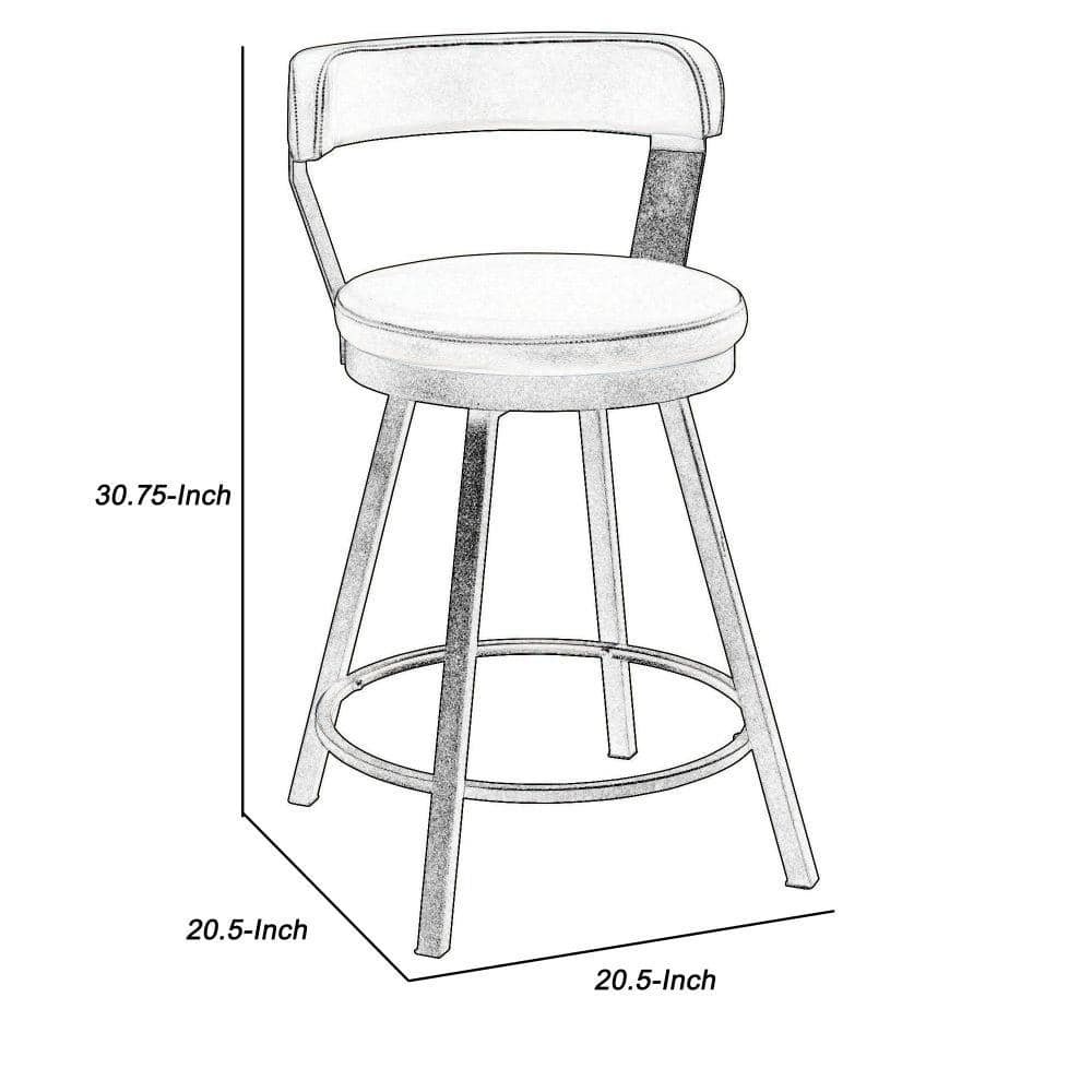 Gray Faux Leather Swivel Counter Stools with Metal Base, Set of 2