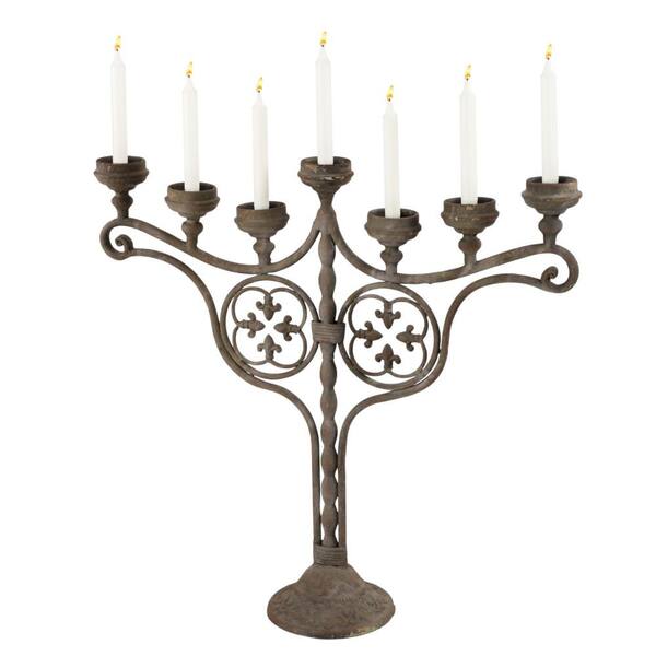 Litton Lane 28 in. Light Brown Metal Vintage Candelabra