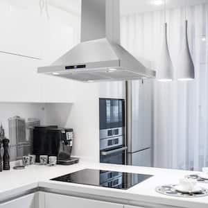 30 in. 380 CFM Ducted Island Range Hood with LED Lighting in Stainless Steel