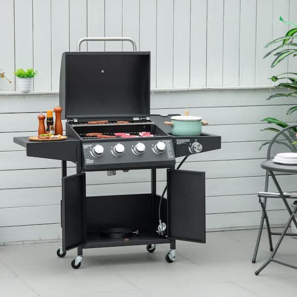 Outsunny 4+1 Burner Liquid Propane Gas Grill Outdoor Cabinet Style