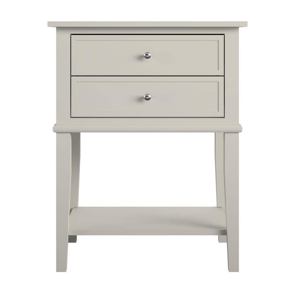 Queensbury 22 in. Taupe Accent Table with 2 Drawers