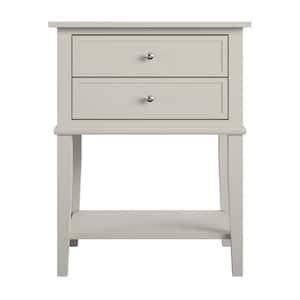 Queensbury 22 in. Taupe Accent Table with 2 Drawers