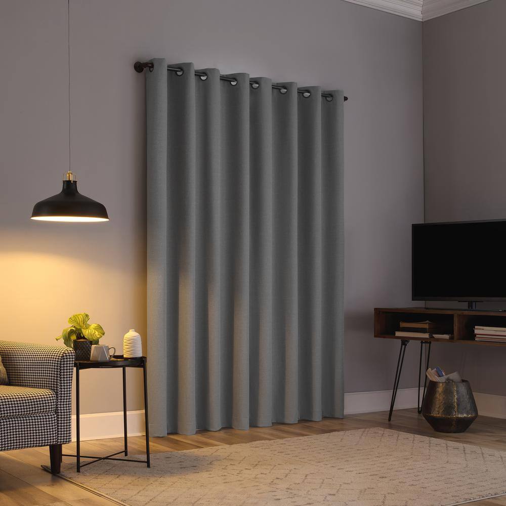Sterling Gray Polyester Blackout Grommet Curtain Panel