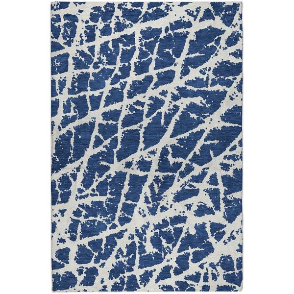 Dream Shag Premium Machine Washable Abstract ADS501 Navy 5 ft. x 7 ft. 6 in. Area Rug
