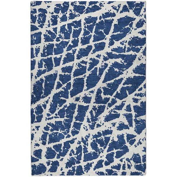 Dream Shag Premium Machine Washable Abstract ADS501 Navy 9 ft. x 12 ft. Area Rug