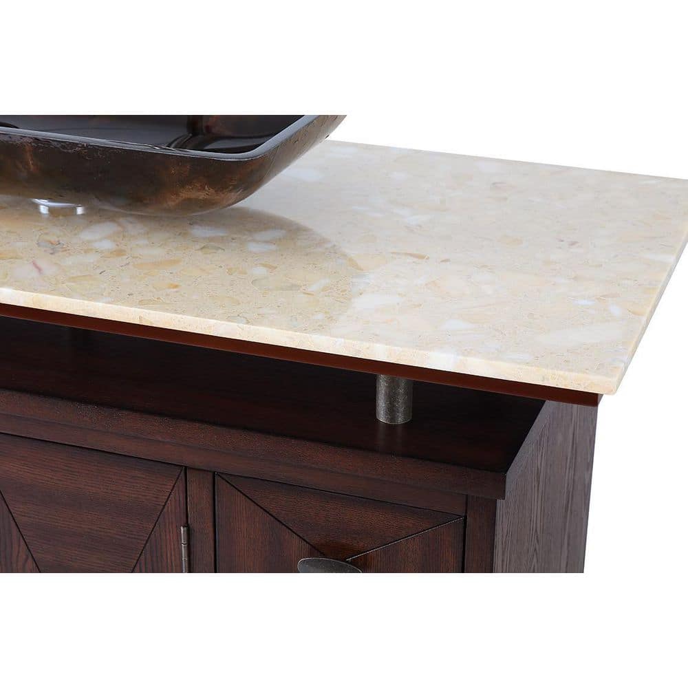 Verdana 48" Dark Brown Wood Bathroom Vanity with Yellow Marble Top