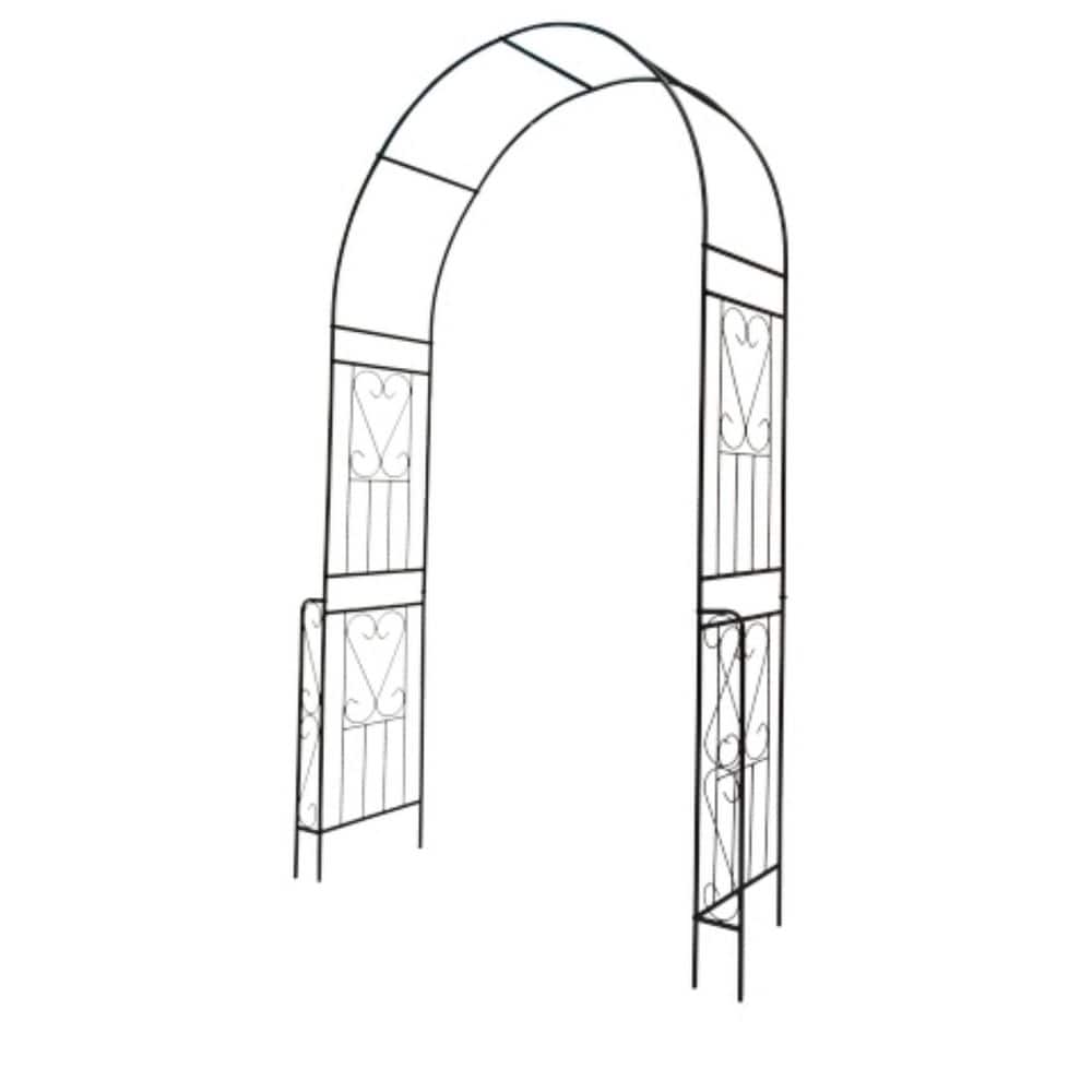 Black Metal Garden Arch 55 in. x 94.5 in. Climbing Plant Support, Rose Arbo