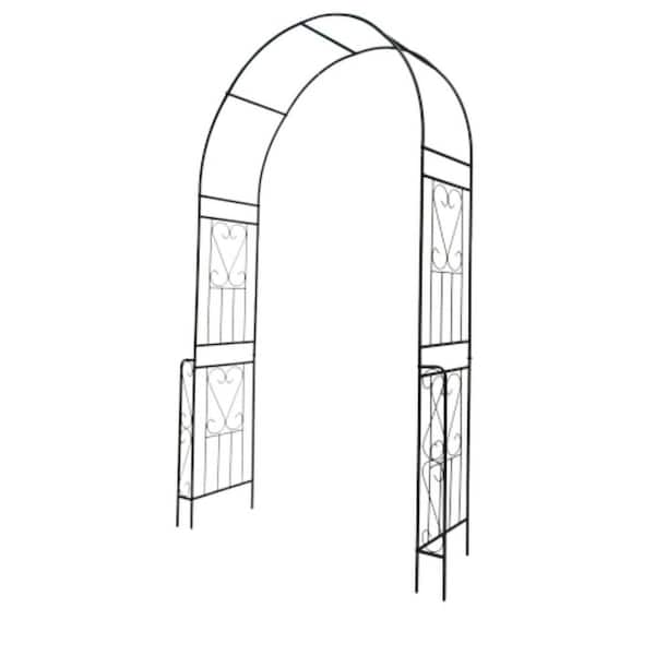 Black Metal Garden Arch 55 in. x 94.5 in. Climbing Plant Support, Rose Arbor, Outdoor Trellis
