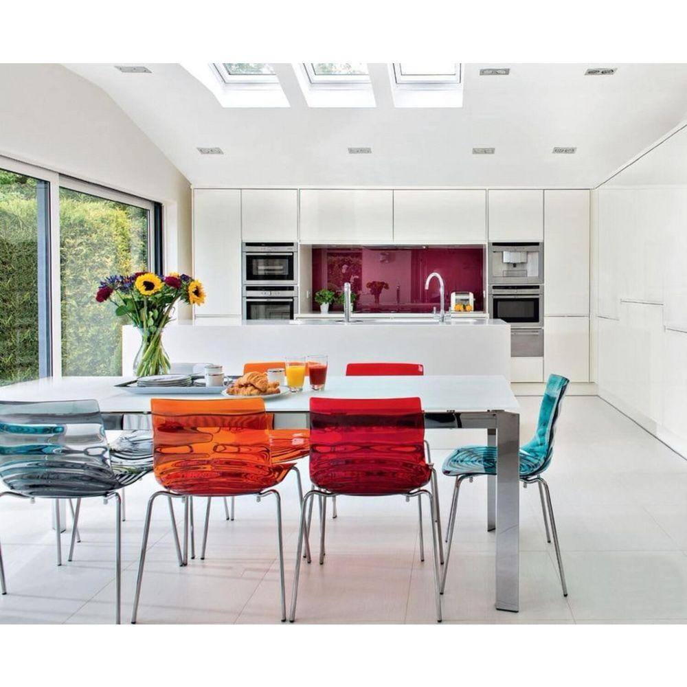 Leisuremod Astor Transparent Red Water Ripple Design Modern Lucite