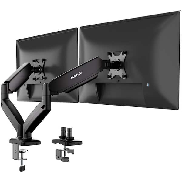 Dual Monitor Black Desk Mount with Gas Spring Arms for Monitors 13 in. to 32 in.