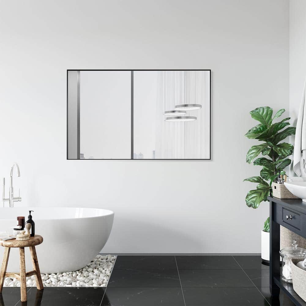 Elegant 48" Silver and Gold Aluminum Bathroom Vanity Mirror