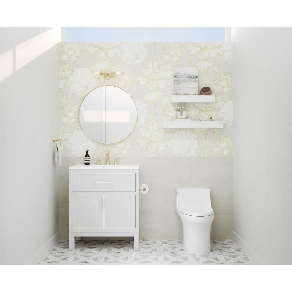Metallic Gold and Gray Lotus Floral Peel and Stick Wallpaper