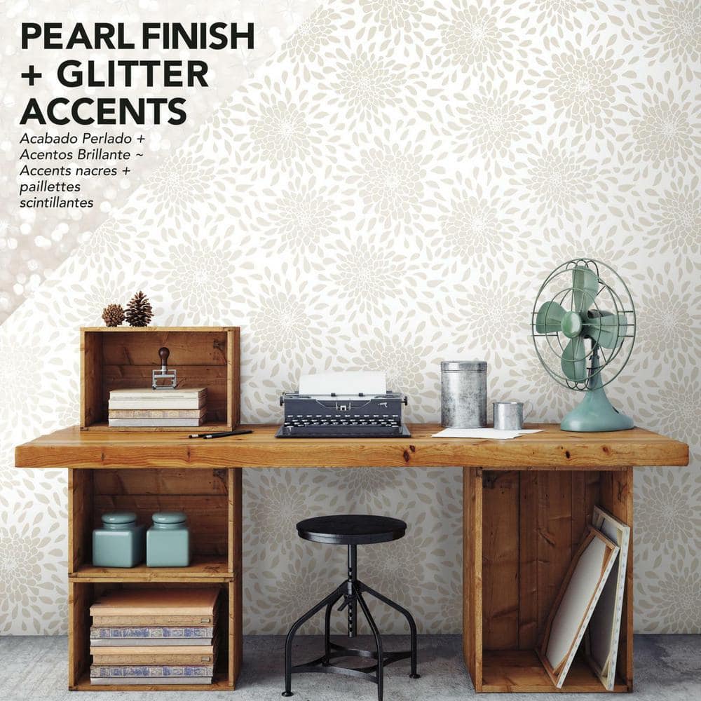 Beige Floral Self-Adhesive Vinyl Peel & Stick Wallpaper Roll