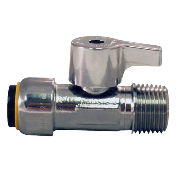Tectite 1/2 in. Chrome Plated Brass Push-To-Connect x 1/2 in. MNPT Quarter Turn Straight Stop Valve