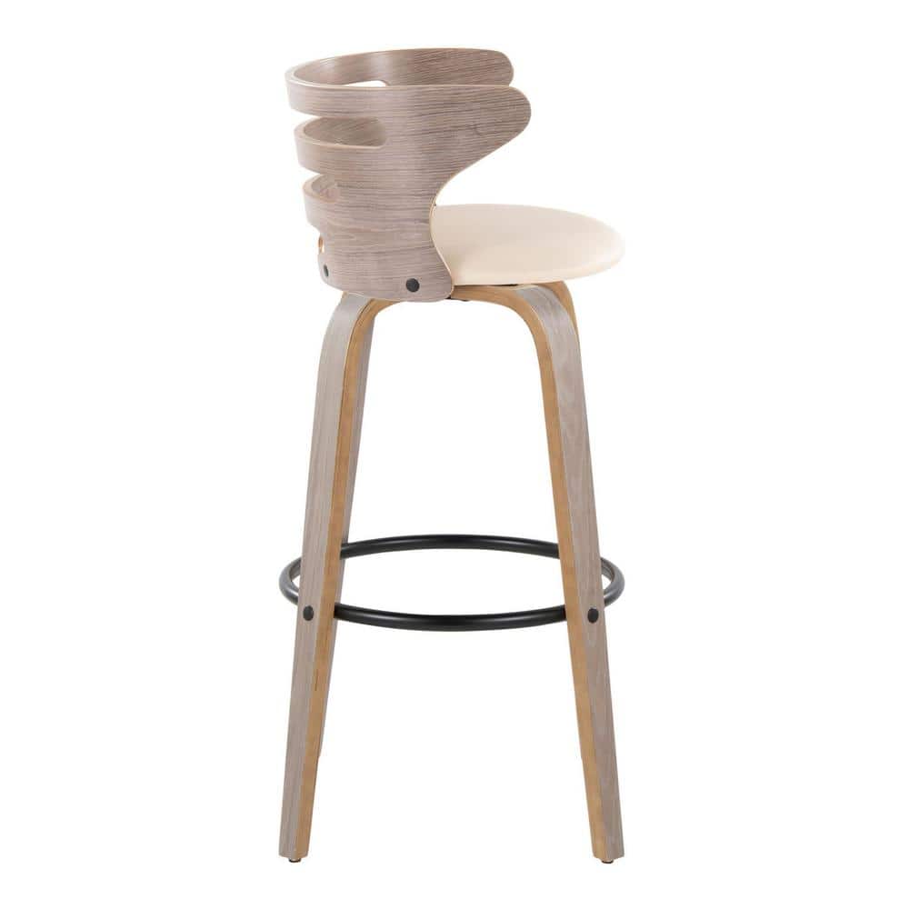 Cosini Cream Swivel Wood and Metal Barstool
