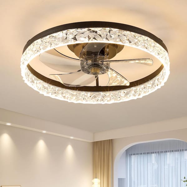 Sunpez 19.7 in. LED B Ceiling Fans with Lights and Remote Dimmable with 6-Speed Reversible Blades, for Bedroom Living Room