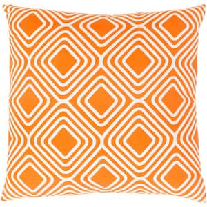Darran Orange Geometric Polyester 22 in. x 22 in. Throw Pillow