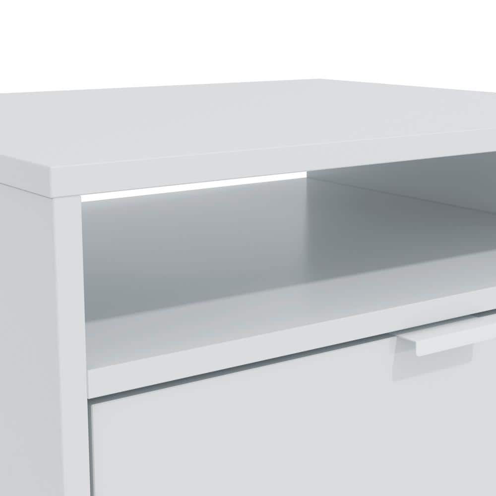 Meridian 2-Drawer Nightstand with Niche- In White/Light Brown - (24.40in. H x 21.25in. W x17.71 in. D)