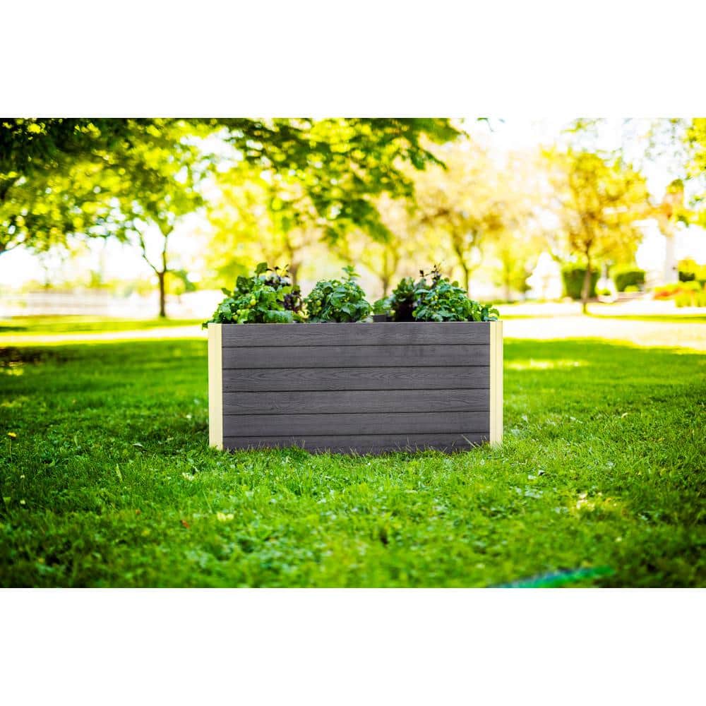 Slate Grey 4x4x22 Keyhole Composting Raised Garden Bed