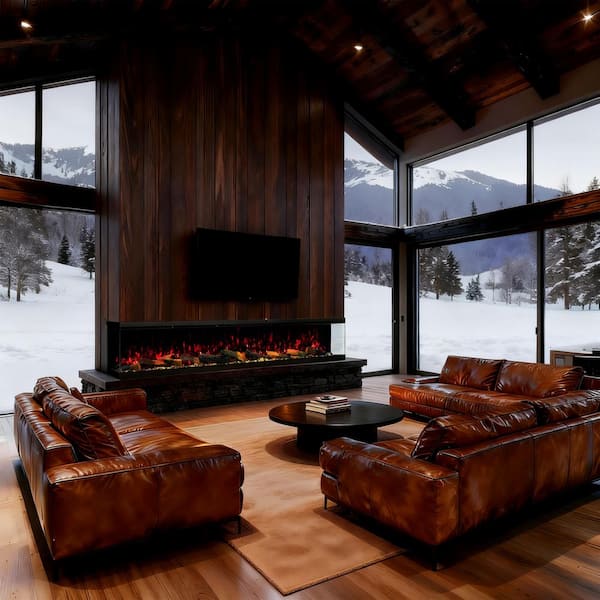 3-Sided Electric Fireplace, 3000W 100 in. Smart WiFi Electric Fireplace Insert with Crackling Sound, RGB LED Flame Color