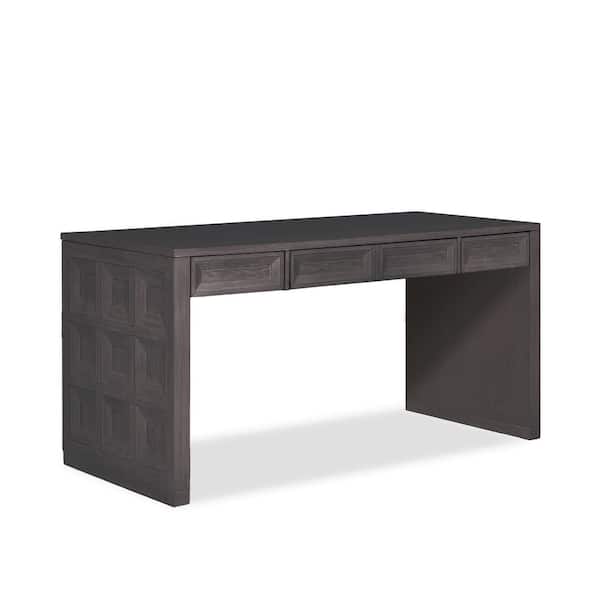 Furniture of America Flonnin 60 in. Rectangle Weathered Black Wood 3-Drawer Desk with Keyboard Tray