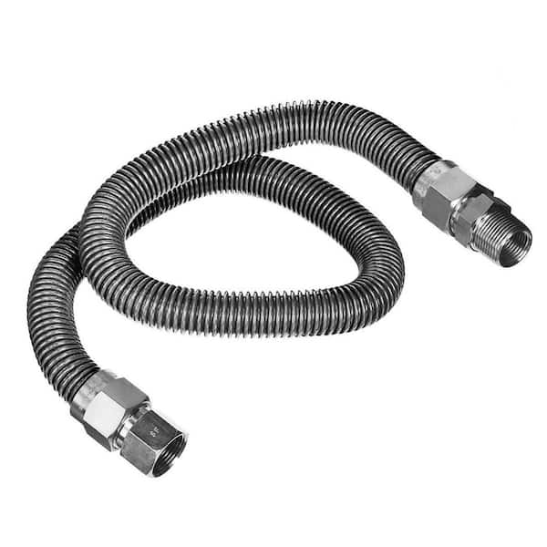 PLUMBFLEX 1/2 in. OD x 3/8 in. ID x 3 ft. Stainless Steel Flexible Gas Connector for Dryer/Water Heater, 3/8 in. FIP x MIP Fitting