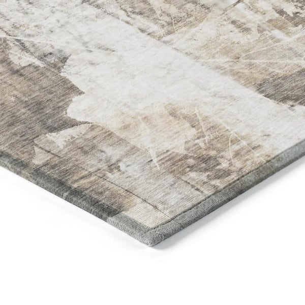 Taupe and Ivory 10 ft. x 14 ft. Woven Floral Rectangle Indoor/Outdoor Area Rug
